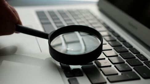 keyboard and magnifying lens
